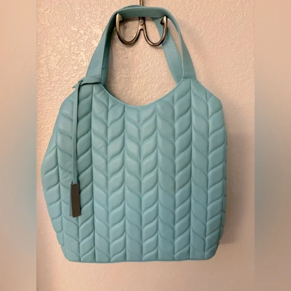 Vince Camuto Chic Teal Quilted Tote Bag